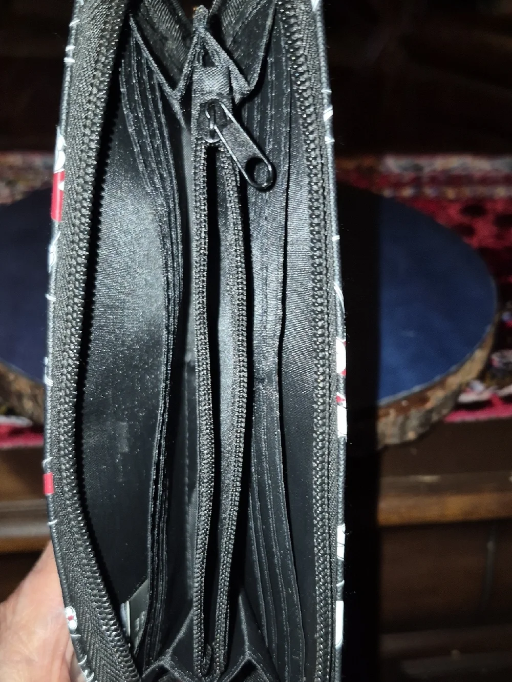 Mickey Mouse From Disney World Black Full Wallet Zip  with Silver Mickey Accent.